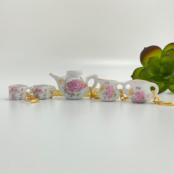 Host Pick! Pink Floral Ceramic Miniature Tea Mug Earrings with a Pink Flower - Picture 9 of 9